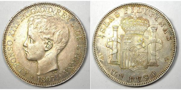 1 Песо Філіппіни Срібло Alfonso XIII of Spain (1886 - 1941)