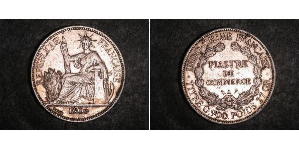 1 Пиастр Французский Индокитай (1887-1954) Серебро 