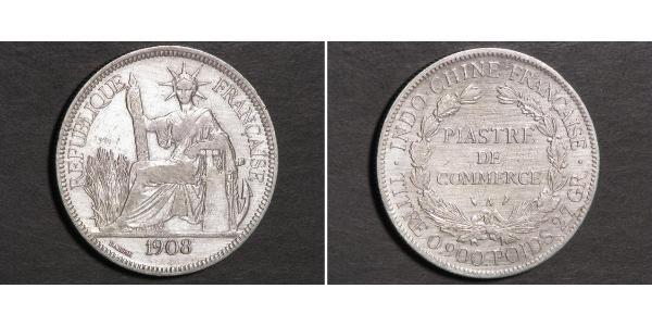 1 Пиастр Французский Индокитай (1887-1954) Серебро 