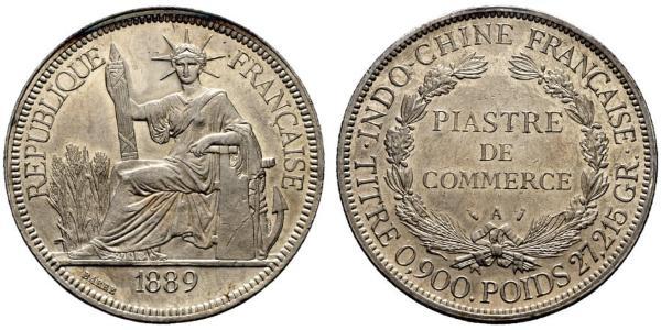 1 Пиастр Французский Индокитай (1887-1954) Серебро 
