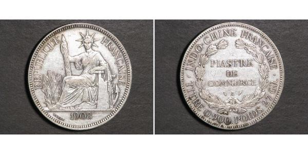1 Пиастр Французский Индокитай (1887-1954) Серебро 