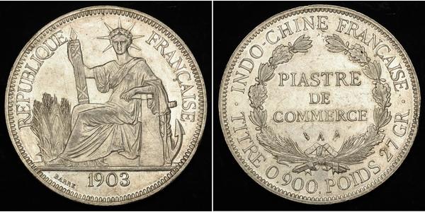 1 Пиастр Французский Индокитай (1887-1954) Серебро 