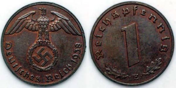 1 Пфенниг Третий рейх (1933-1945) Бронза 