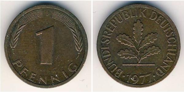 1 Пфеніг ФРН (1949-1990) Бронза 
