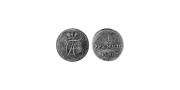 1 Пфеніг Ангальт-Бернбург (1603 - 1863) Мідь Alexius Frederick Christian, Duke of Anhalt-Bernburg (1767 – 1834)