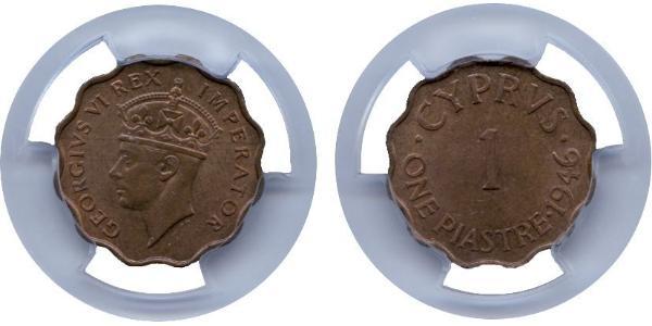 1 Піастр Британський Кіпр (1878 - 1960) Бронза Георг VI (1895-1952)