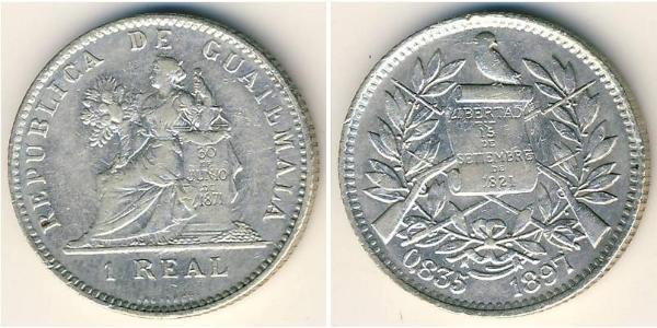 1 Реал Республика Гватемала (1838 - ) Серебро 
