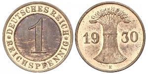 1 Рейхспфеніг / 1 Пфеніг Веймарська республіка (1918-1933) Бронза 
