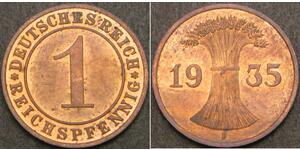 1 Рейхспфеніг / 1 Пфеніг Веймарська республіка (1918-1933) Бронза 