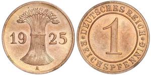 1 Рейхспфеніг / 1 Пфеніг Веймарська республіка (1918-1933) Бронза 