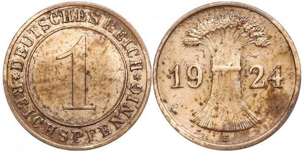 1 Рейхспфеніг / 1 Пфеніг Веймарська республіка (1918-1933) Бронза 
