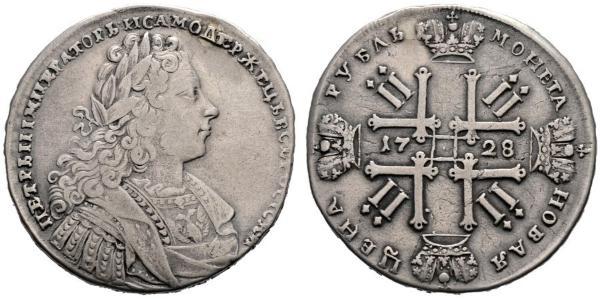 1 Рубль Російська імперія (1720-1917) Срібло Петро II (1715-1730)