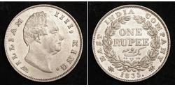 1 Rupee Raj Británico (1858-1947) Plata Guillermo IV (1765-1837)