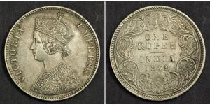 1 Рупия Британская Индия (1858-1947) Серебро Виктория (1819 - 1901)