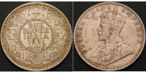 1 Рупия Британская Индия (1858-1947) Серебро Георг V (1865-1936)