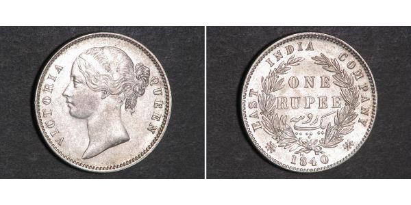1 Рупия Британская Ост-Индская компания (1757-1858) Серебро Виктория (1819 - 1901)