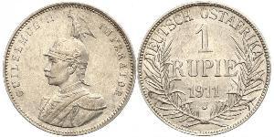 1 Рупия Германская Восточная Африка (1885-1919) Серебро Wilhelm II, German Emperor (1859-1941)