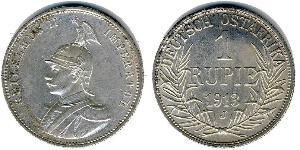 1 Рупия Германская Восточная Африка (1885-1919) Серебро Wilhelm II, German Emperor (1859-1941)