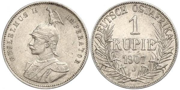 1 Рупия Германская Восточная Африка (1885-1919) Серебро Wilhelm II, German Emperor (1859-1941)