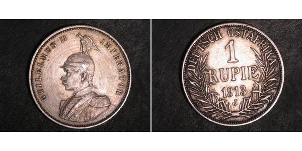 1 Рупия Германская Восточная Африка (1885-1919) Серебро Wilhelm II, German Emperor (1859-1941)