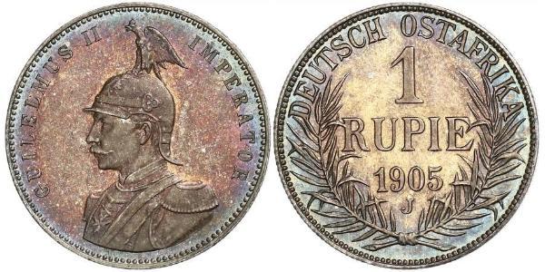 1 Рупия Германская Восточная Африка (1885-1919) Серебро Wilhelm II, German Emperor (1859-1941)