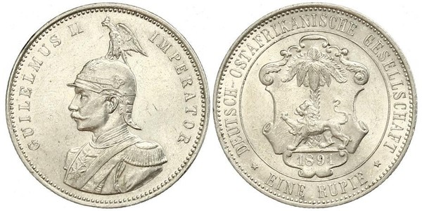 1 Рупия Германская Восточная Африка (1885-1919) Серебро 