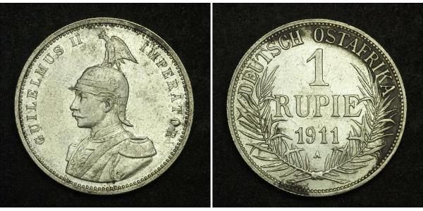 1 Рупия Германская Восточная Африка (1885-1919) Серебро Wilhelm II, German Emperor (1859-1941)