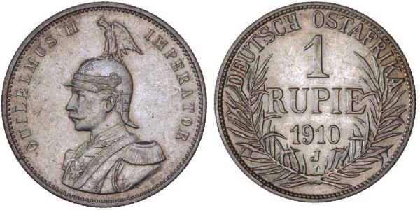 1 Рупия Германская Восточная Африка (1885-1919) Серебро Wilhelm II, German Emperor (1859-1941)