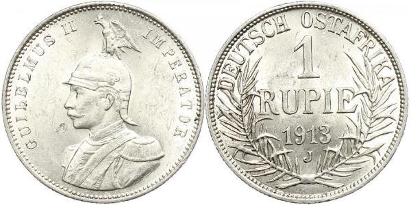 1 Рупия Германская Восточная Африка (1885-1919) Серебро Wilhelm II, German Emperor (1859-1941)