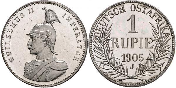 1 Рупия Германская Восточная Африка (1885-1919) Серебро Wilhelm II, German Emperor (1859-1941)