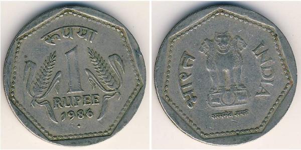 1 Рупія Індія (1950 - ) Нікель/Мідь 