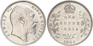1 Рупія Британська Індія (1858-1947) Срібло Едвард VII (1841-1910)