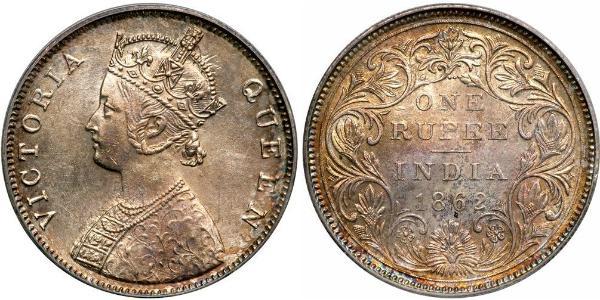 1 Рупія Британська Індія (1858-1947) Срібло Вікторія (1819 - 1901)