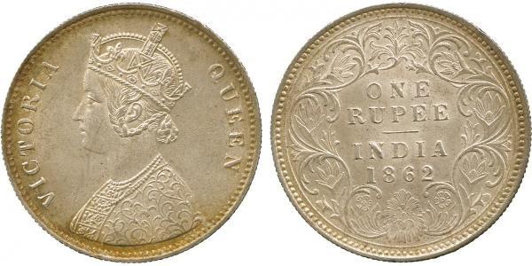 1 Рупія Британська Індія (1858-1947) Срібло Вікторія (1819 - 1901)