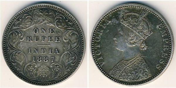 1 Рупія Британська Індія (1858-1947) Срібло Вікторія (1819 - 1901)