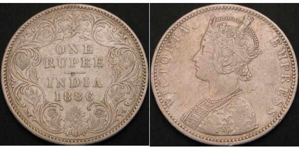 1 Рупія Британська Індія (1858-1947) Срібло Вікторія (1819 - 1901)