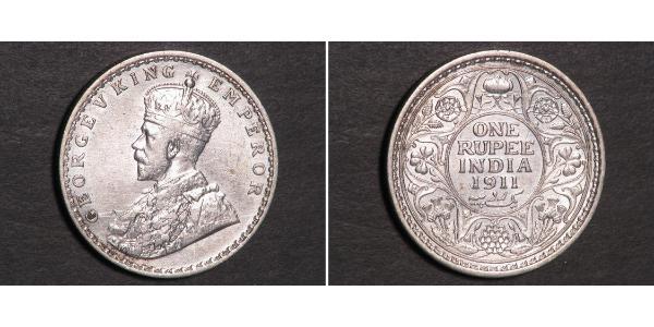 1 Рупія Британська Індія (1858-1947) Срібло Георг V (1865-1936)