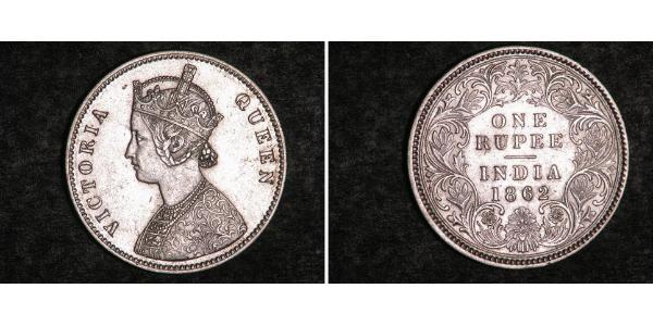 1 Рупія Британська Індія (1858-1947) Срібло Вікторія (1819 - 1901)