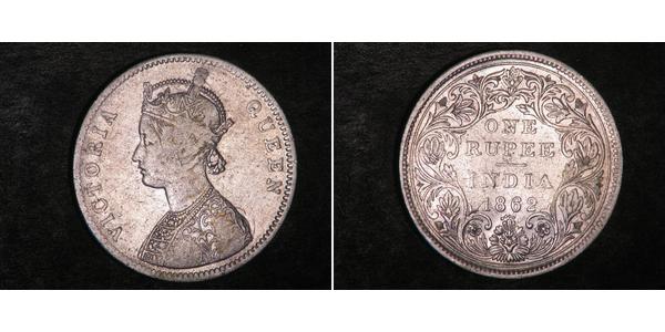 1 Рупія Британська Індія (1858-1947) Срібло Вікторія (1819 - 1901)
