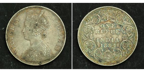 1 Рупія Британська Індія (1858-1947) Срібло Вікторія (1819 - 1901)