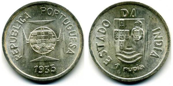 1 Рупія Индия португальская (1510-1961) Срібло 