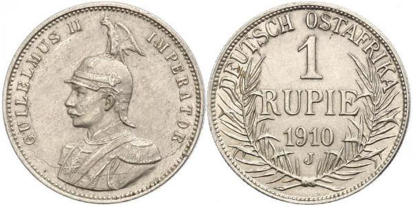 1 Рупія Німецька Східна Африка (1885-1919) Срібло Wilhelm II, German Emperor (1859-1941)