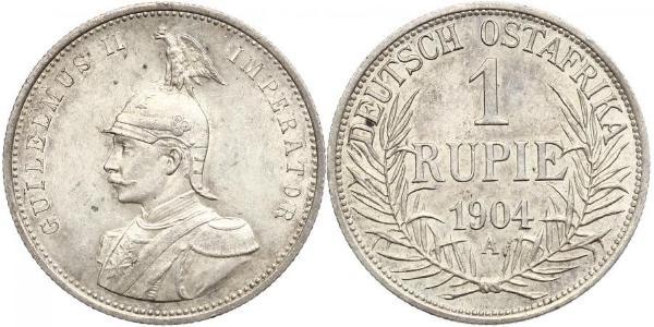 1 Рупія Німецька Східна Африка (1885-1919) Срібло Wilhelm II, German Emperor (1859-1941)