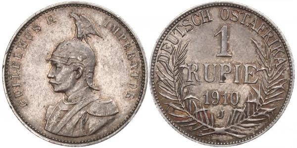 1 Рупія Німецька Східна Африка (1885-1919) Срібло Wilhelm II, German Emperor (1859-1941)