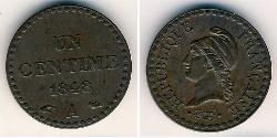 1 Сент French Second Republic (1848-1852) Мідь 