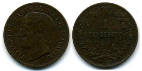 1 Сентесимо Kingdom of Italy (1861-1946) Медь 