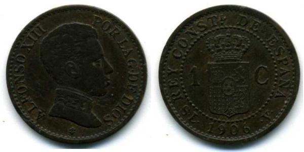 1 Сентімо Королівство Іспанія (1874 - 1931) Бронза Alfonso XIII of Spain (1886 - 1941)