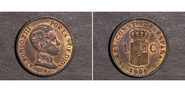 1 Сентімо Королівство Іспанія (1874 - 1931) Бронза Alfonso XIII of Spain (1886 - 1941)