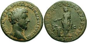 1 Сестерцій Римська імперія (27BC-395) Бронза Марк Аврелій (121-180)