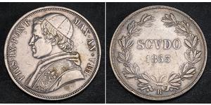1 Скудо Папская область (752-1870)  Пий IX (1792- 1878)